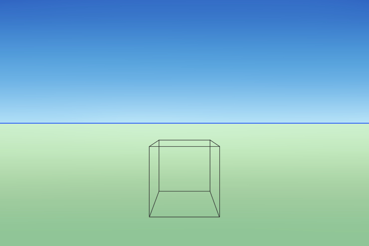 一点透視の立方体（画角広い）